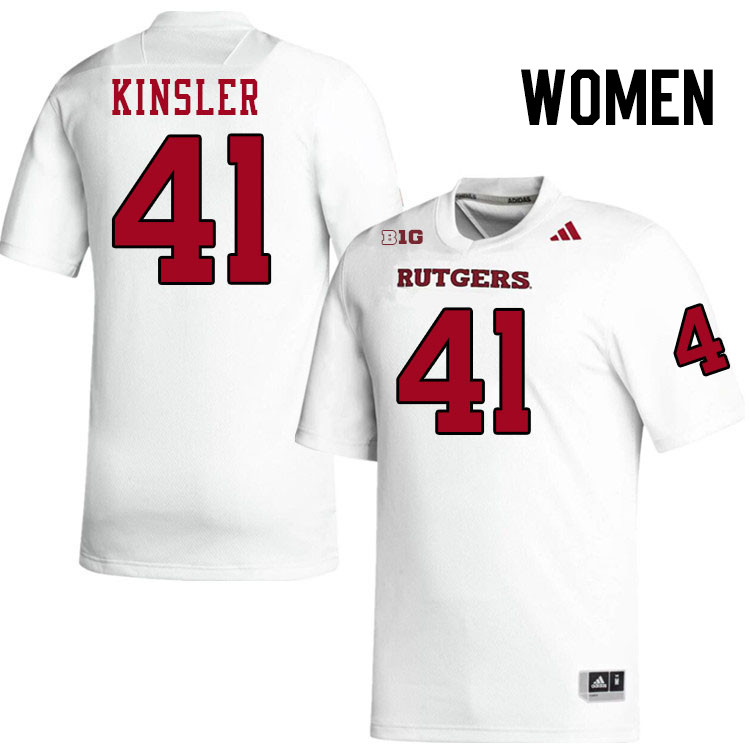 Women #41 Jordan Kinsler Rutgers Scarlet Knights 2024 College Football Jerseys Stitched-White